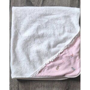 Vintage Ralph Lauren White Hooded Baby Bath Towel Corner Bear Print